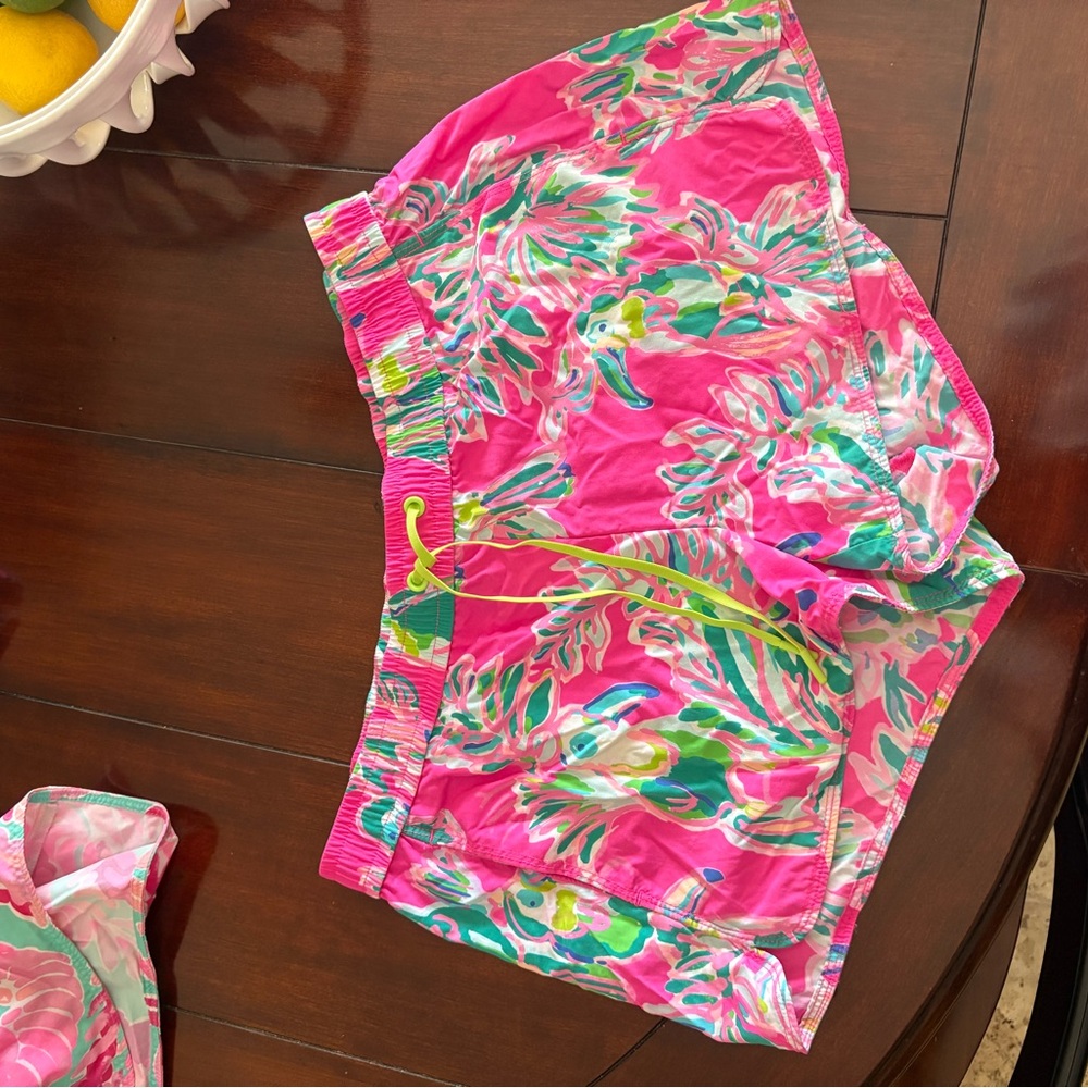 Lilly Pulitzer Pink and Green Tropical Shorts